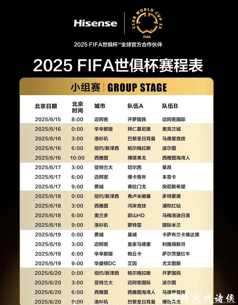 世界杯赛程最新安排